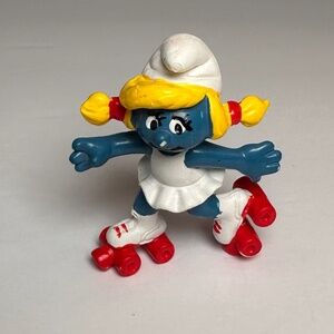 Vintage Schleich Roller Skating Smurfette Figurine | 1980s Smurfs Collectible
